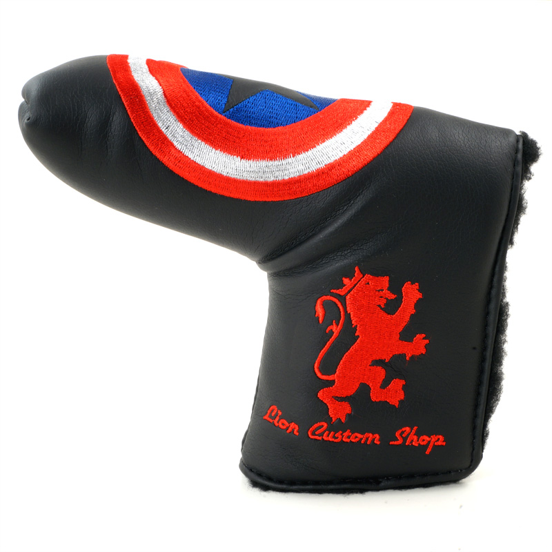 Captain America blade putter Black Headcover 3layer Heavy duty Lion